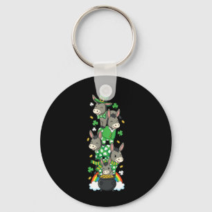 Funny Donkey Clover St Patricks Day Womens Mens Key Ring