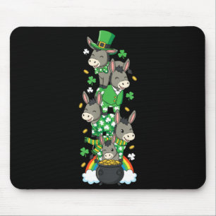 Funny Donkey Clover St Patricks Day Womens Mens Mouse Pad