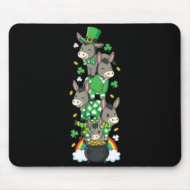 Funny Donkey Clover St Patricks Day Womens Mens Mouse Pad (Front)