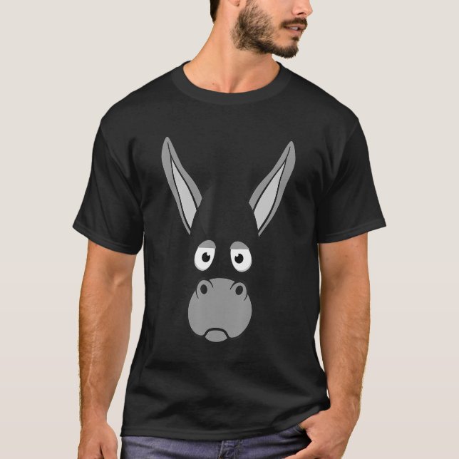 Funny Donkey Face Halloween Face Costume T-Shirt (Front)