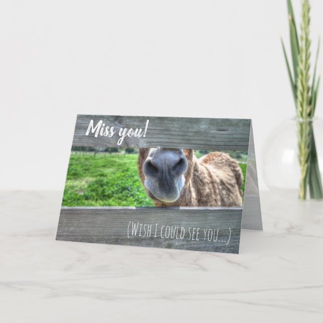 Funny Donkey "I Miss You" Blank Thank You Card (Front)