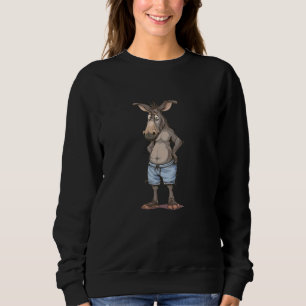Funny Donkey in Summer with Shorts Costume Sweatshirt