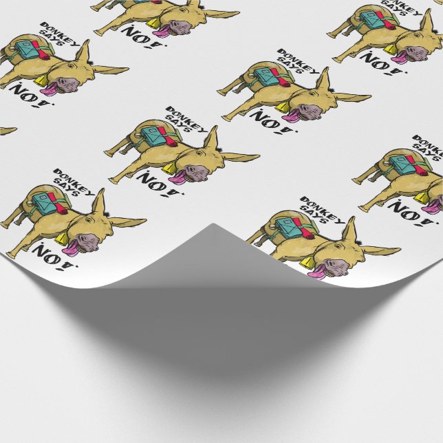 Funny donkey says no! wrapping paper (Corner)