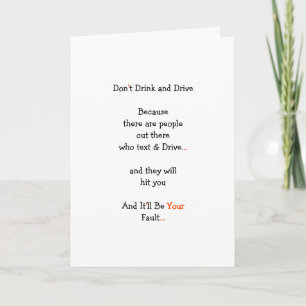 Funny Dont Drink and Drive Drunk Phone Quote Humou Holiday Card