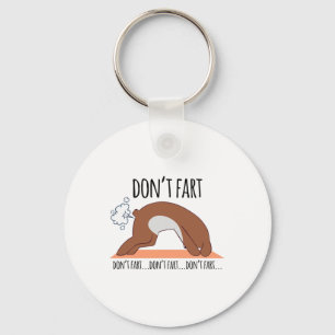 Funny Don't Fart Dog Yoga Workout Funny Pose Fitne Key Ring