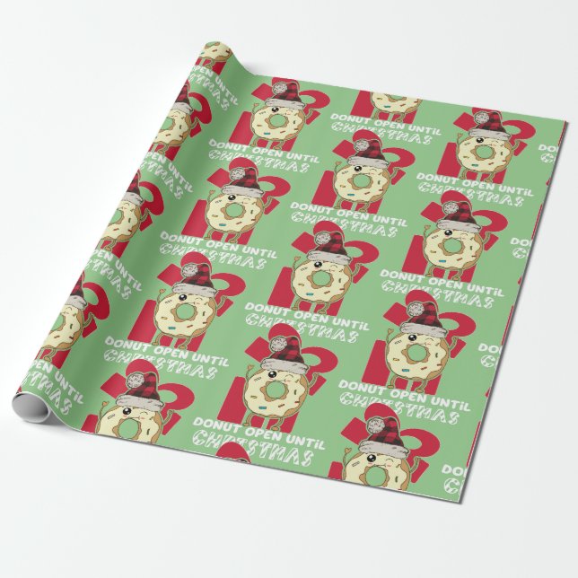 Funny Don't Open Until Christmas Doughnut Wrapping Paper (Unrolled)