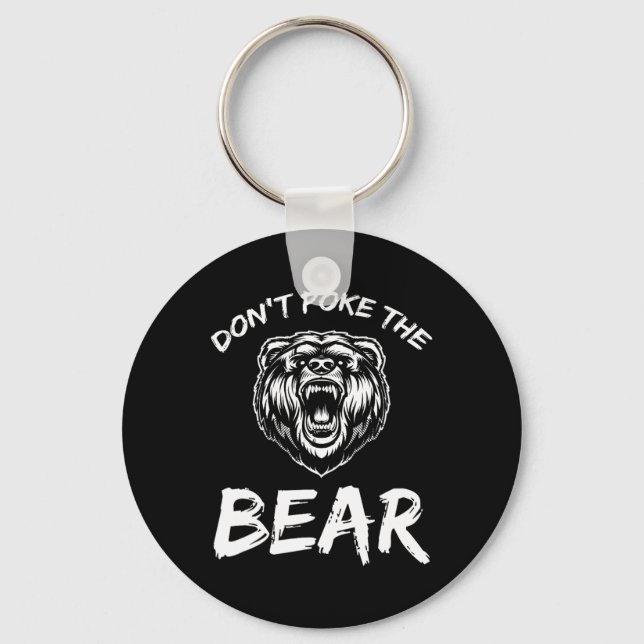 Funny Dont Poke The Bear Hunting Fishing Camping J Key Ring (Front)