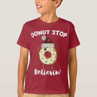 Funny Donut Don't Stop Believing Santa Christmas T-Shirt