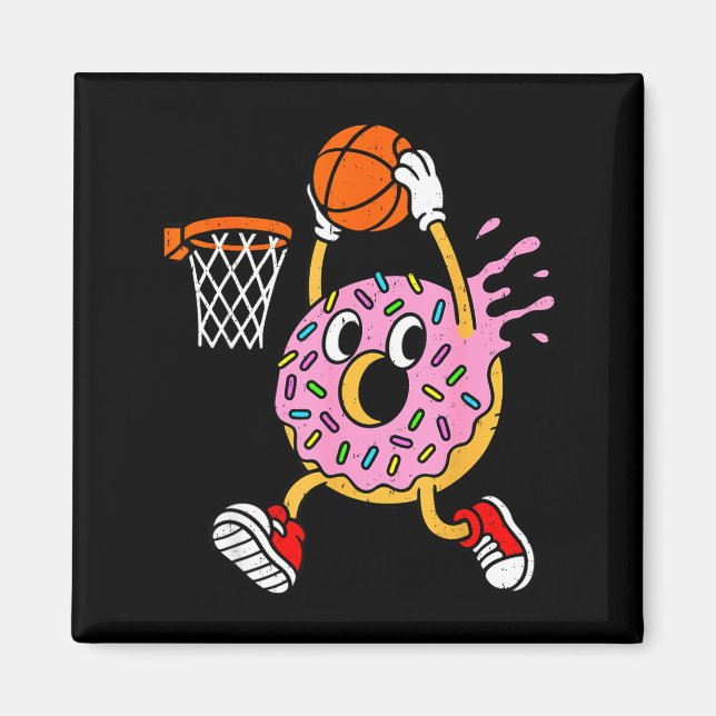 Funny Donut Dunking Basketball Doughnut Food Champ Magnet (Front)