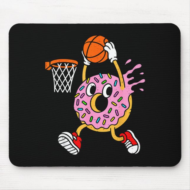 Funny Donut Dunking Basketball Doughnut Food Champ Mouse Pad (Front)