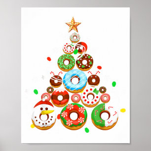Funny Donuts Christmas Tree Lights Xmas Pjs Boys K Poster