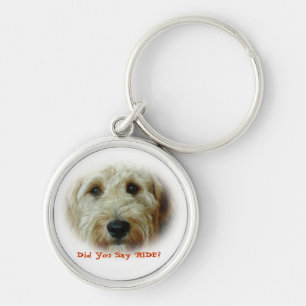 Funny Doodle Dog Car Ride Key Ring