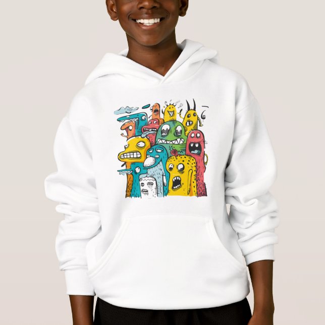Funny Doodle Monsters Hoodie (Front)