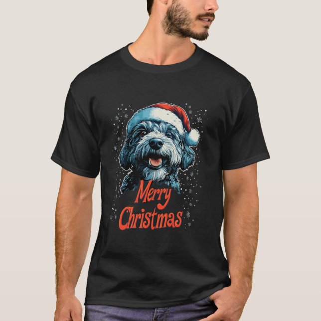 Funny Doodle Santa Merry Christmas Goldendoodle Lo T-Shirt (Front)