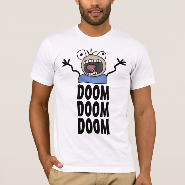 FUNNY DOOM CARTOON PANIC GUY T-Shirts tees (Front)