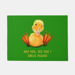 Funny Doormat Happy Playful Duck - Custom Text