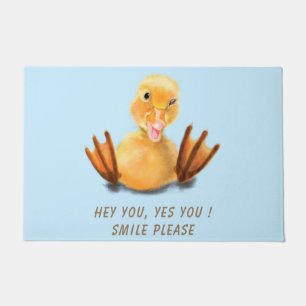 Funny Doormat with Happy Duck Smile - Custom Text