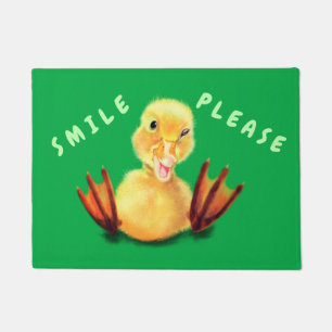 Funny Doormat with Happy Yellow Duck - Custom Text