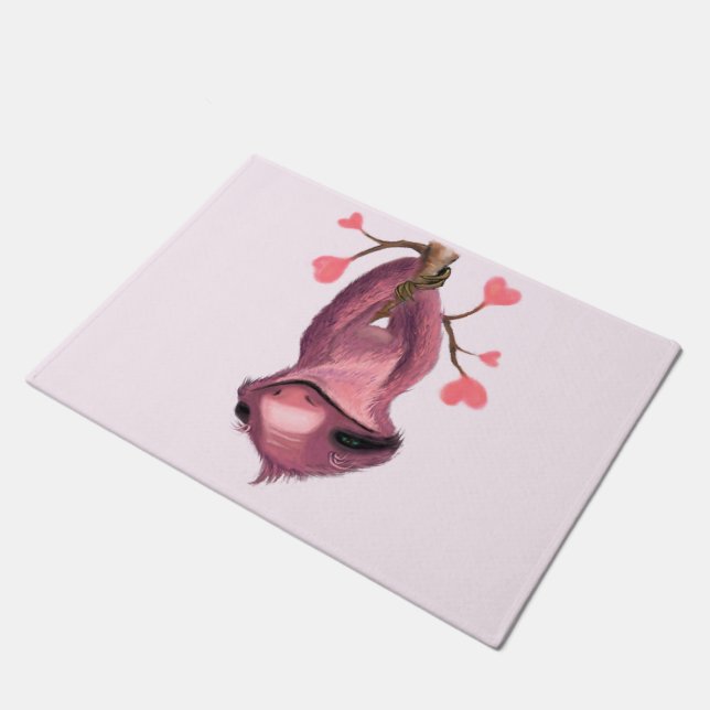 Funny Doormat with Playful Sloth - Smile (Angled)