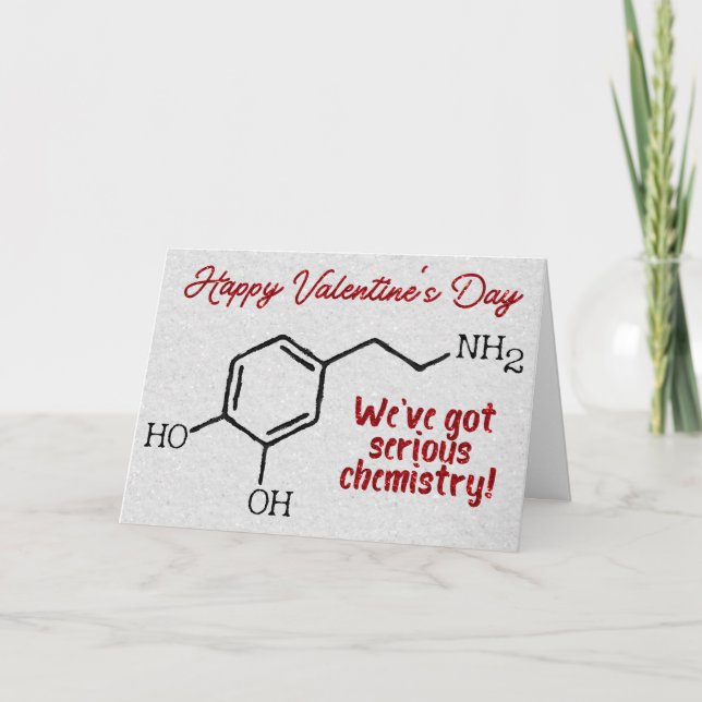 Funny Dopamine Chemistry Glitter Valentine Card (Front)