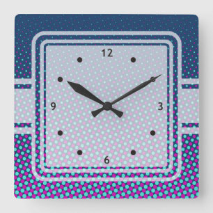 Funny Dots Pattern blue pink + your idea Square Wall Clock