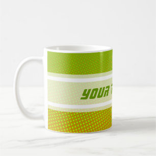 Funny Dots Pattern green orange + your text Coffee Mug