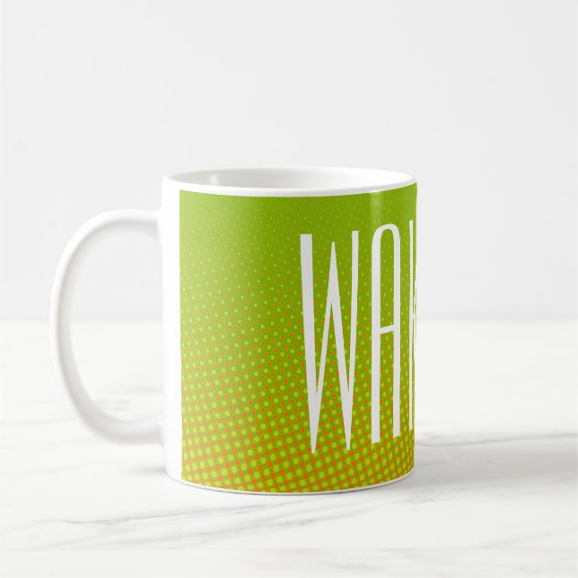 Funny Dots Pattern green orange + your text Coffee Mug (Left)