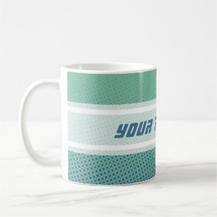 Funny Dots Pattern ocean green blue + your text Coffee Mug