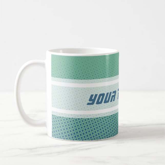 Funny Dots Pattern ocean green blue + your text Coffee Mug (Left)
