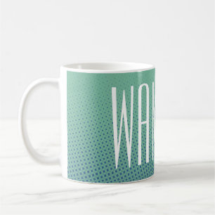 Funny Dots Pattern ocean green blue + your text Coffee Mug