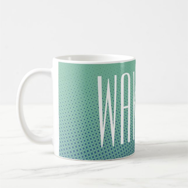 Funny Dots Pattern ocean green blue + your text Coffee Mug (Left)