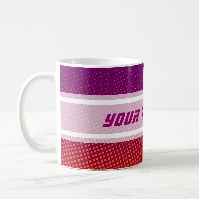 Funny Dots Pattern violet orange + your text Coffee Mug (Left)