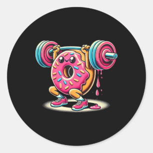 Funny Doughnut Bodybuilding Weightlifting Food Gym Classic Round Sticker