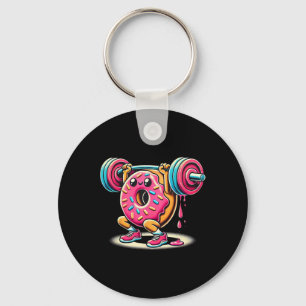 Funny Doughnut Bodybuilding Weightlifting Food Gym Key Ring