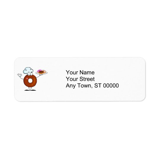 funny doughnut doughnut chef cartoon character return address label