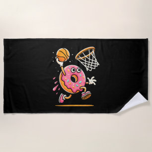 Funny Doughnut Dunking Basketball Food Champ Sport Beach Towel