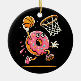 Funny Doughnut Dunking Basketball Food Champ Sport Ceramic Ornament