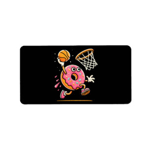 Funny Doughnut Dunking Basketball Food Champ Sport Label