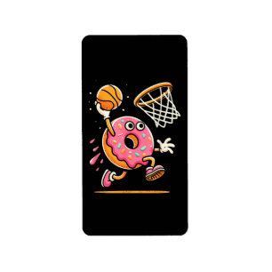 Funny Doughnut Dunking Basketball Food Champ Sport Label