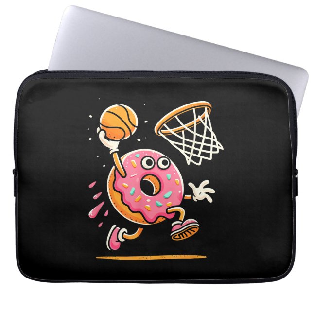 Funny Doughnut Dunking Basketball Food Champ Sport Laptop Sleeve (Front)