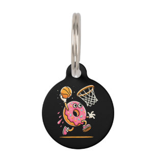 Funny Doughnut Dunking Basketball Food Champ Sport Pet Tag