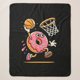 Funny Doughnut Dunking Basketball Food Champ Sport Sherpa Blanket