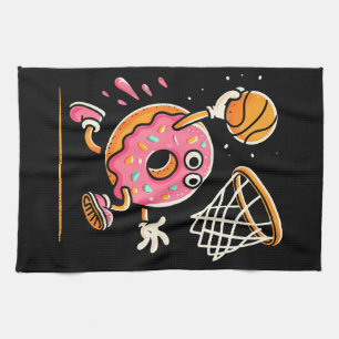 Funny Doughnut Dunking Basketball Food Champ Sport Tea Towel
