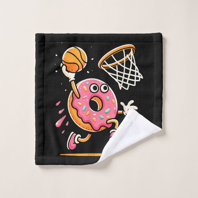 Funny Doughnut Dunking Basketball Food Champ Sport Wash Cloth (Wash Cloth)