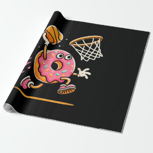 Funny Doughnut Dunking Basketball Food Champ Sport Wrapping Paper