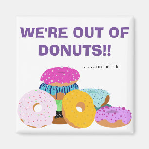 Funny Doughnut Lovers and Milk Reminder Magnet