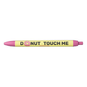 Funny Doughnut Quote Pink Yellow Personalised Black Ink Pen