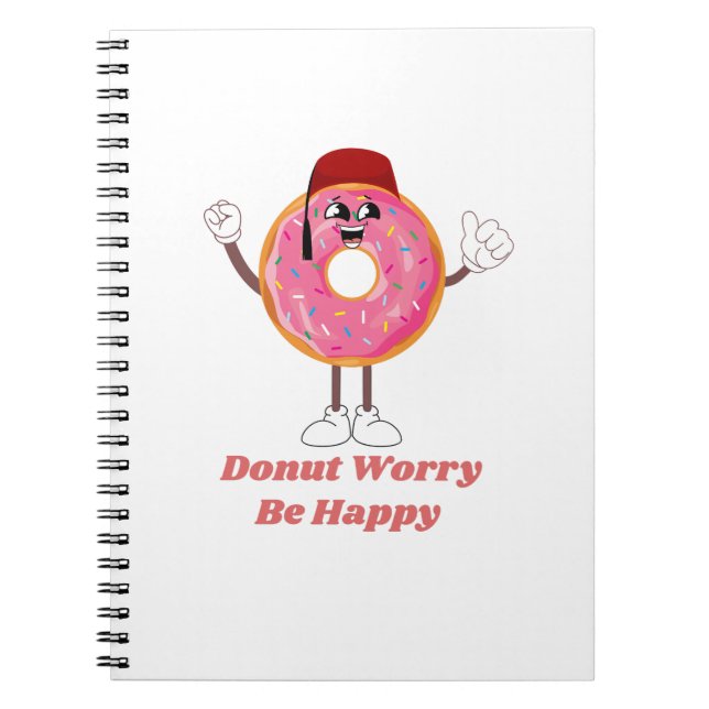 Funny Doughnut T-Shirt – Doughnut Worry Be Happy G Notebook (Front)