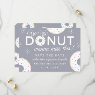 Funny Doughnut Themed Wedding Save the Dates Date