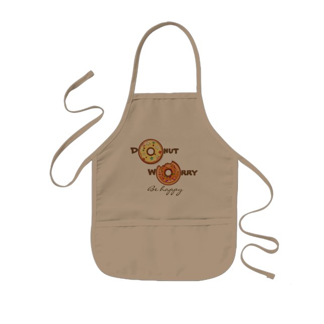 Funny "Doughnut worry, be happy" Kids Apron (Front)